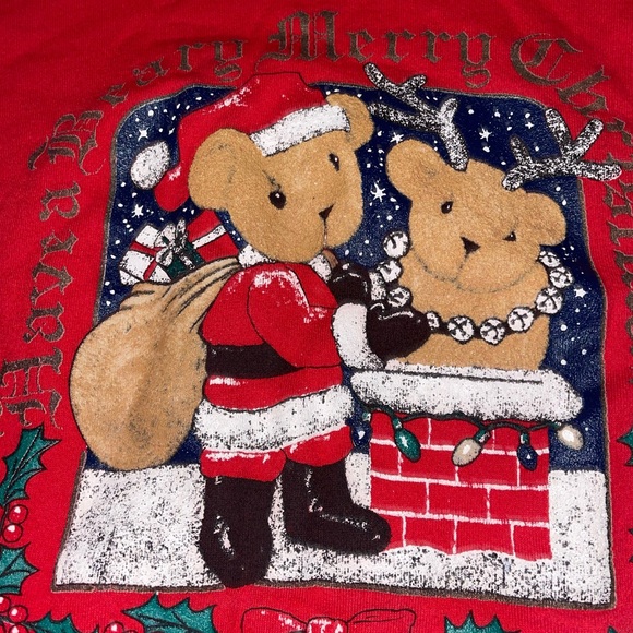Have a Beary Christmas: Vintage 2 in 1 Collared Sweatshirt: Puff Ink: 80’s Mom - Picture 5 of 5